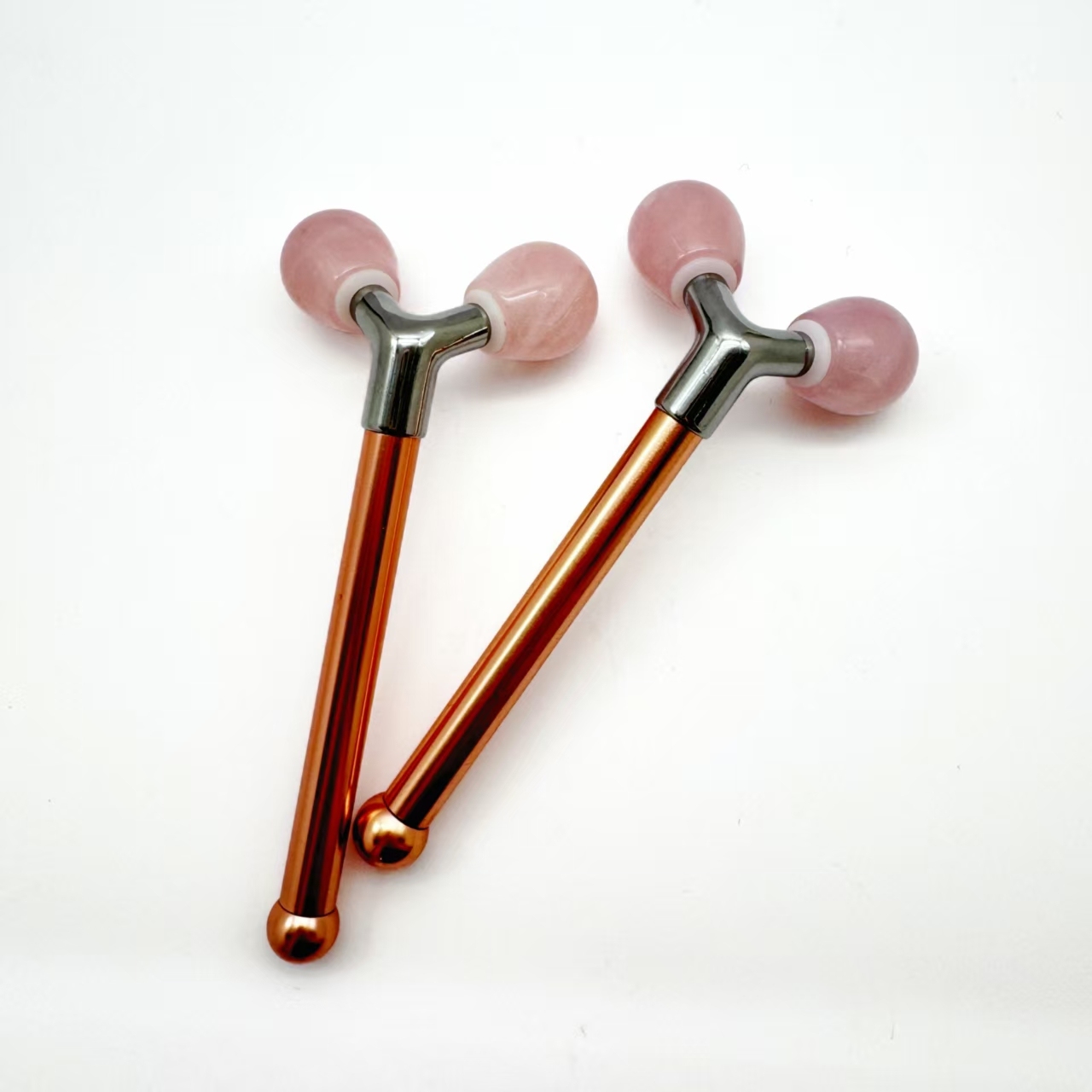 women use beauty tools natural stone rose quartz jade 360 degree rotation face lift massager 3d face roller