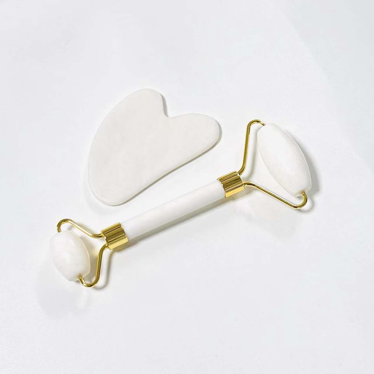 Chinese Huizhou factory Yingjia Craftwork manufacturer wholesale natural stone white xiuyan jade gua sha set in box
