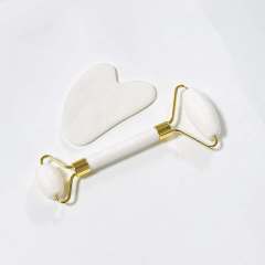 Chinese Huizhou factory Yingjia Craftwork manufacturer wholesale natural stone white xiuyan jade gua sha set in box