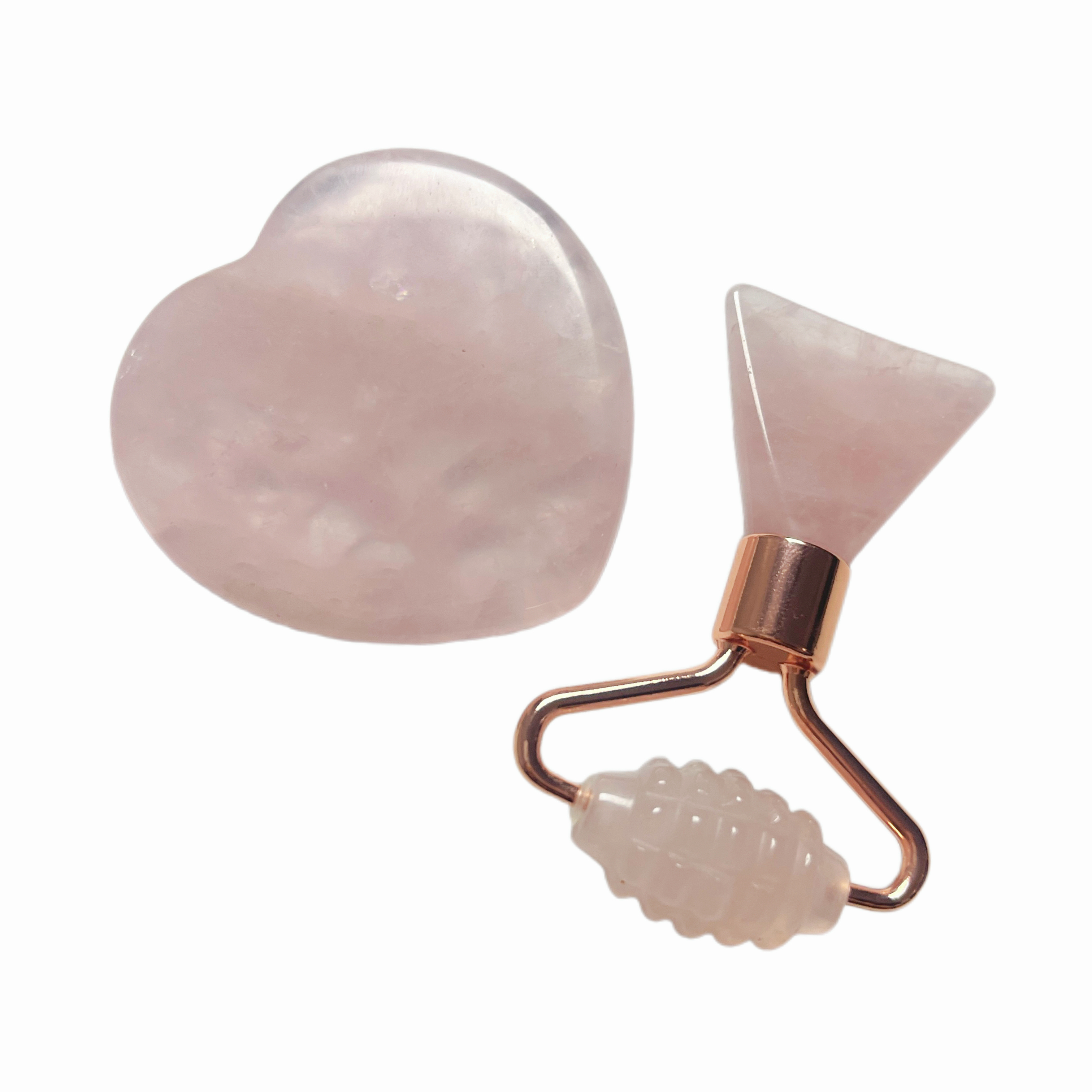 skin care tools promotional gift mini size rose quartz heart shaped gua sha and prickly jade roller