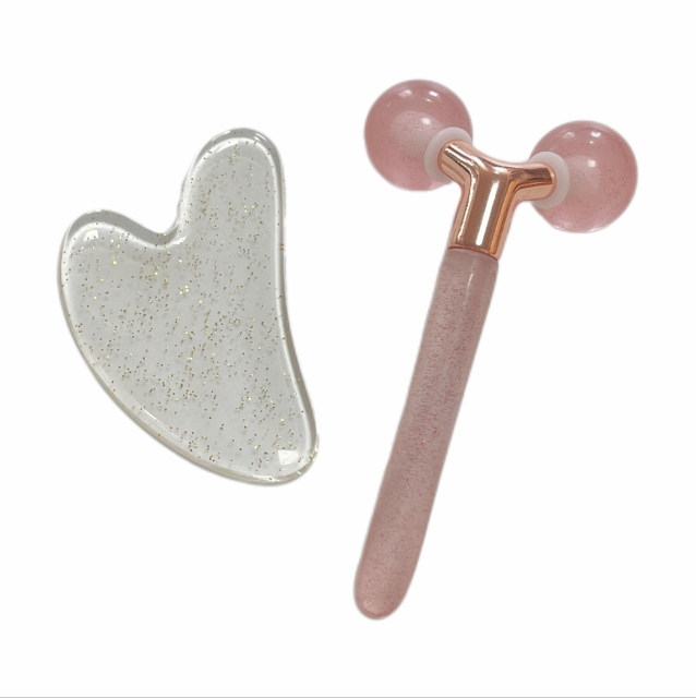 Y shaped cheap price face lifting anti-aging beauty products resin massager 3D roller gua sha set skin care tool