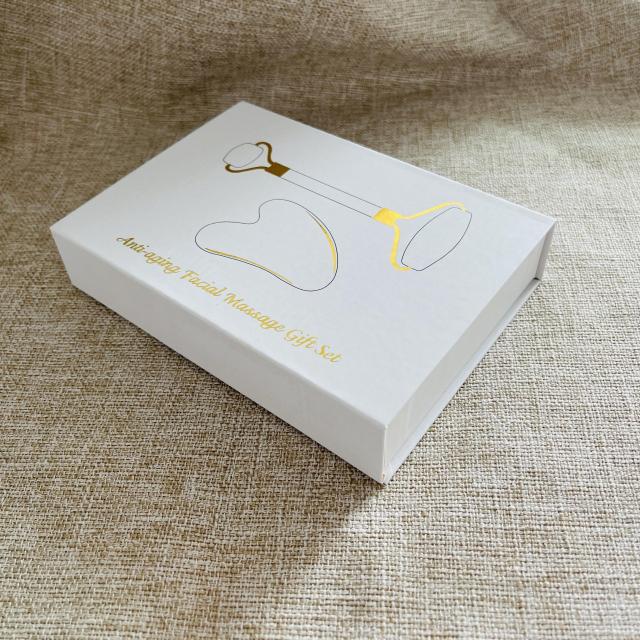 Chinese Huizhou factory Yingjia Craftwork manufacturer wholesale natural stone white xiuyan jade gua sha set in box