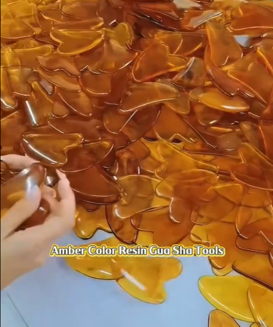 cheap price personalized logo wholesale yellow color resin material facial gua sha