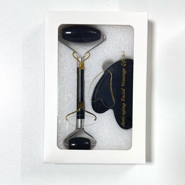 black obsidian guasha stone set