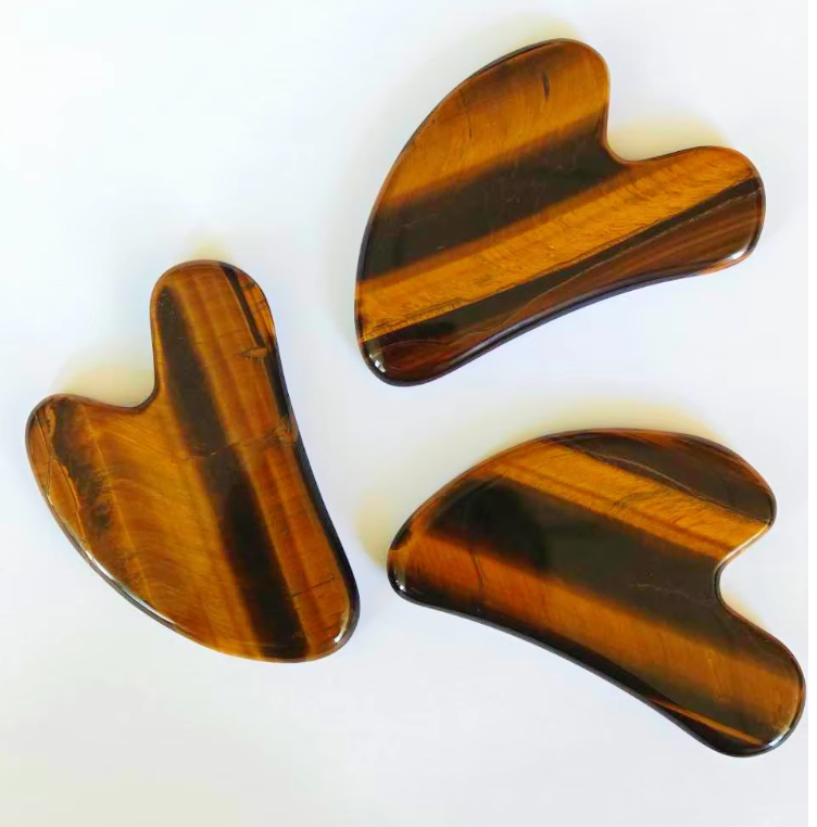 China supplier Huizhou factory wholesale custom heart shaped natural jade tiger's eye gua sha
