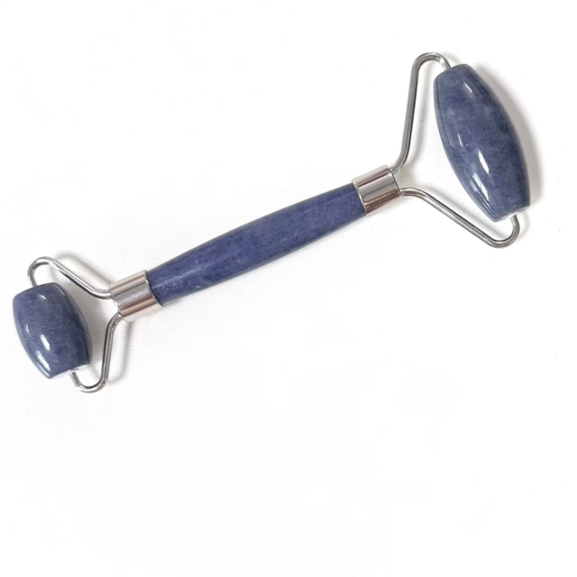 wholesale best quality natural stone blue color aventurine Lymphatic drainage jade roller & gua sha set