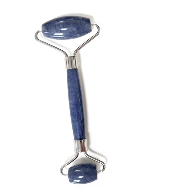 wholesale best quality natural stone blue color aventurine Lymphatic drainage jade roller & gua sha set