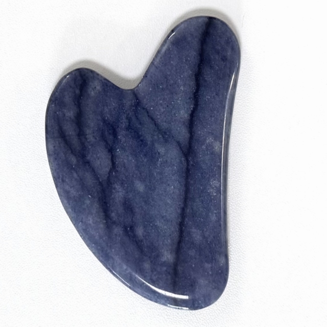 wholesale best quality natural stone blue color aventurine Lymphatic drainage jade roller & gua sha set