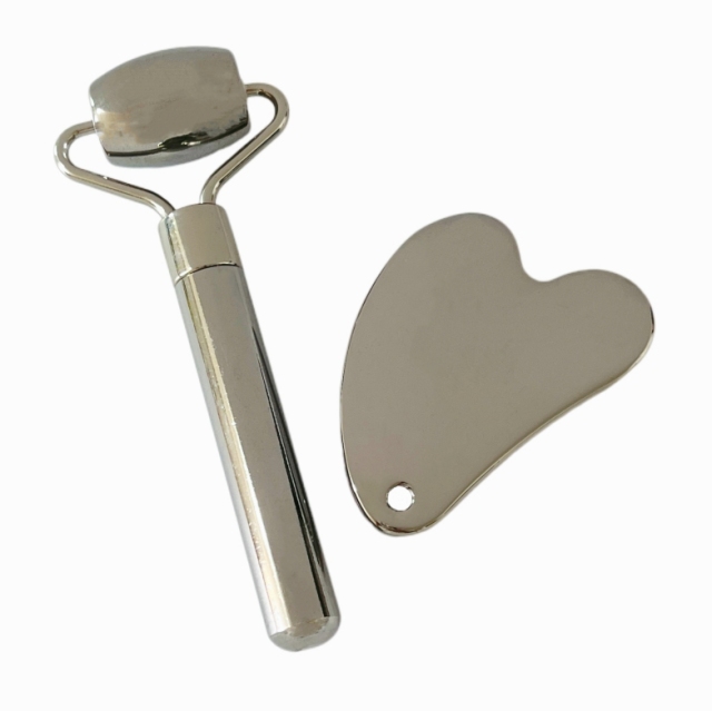 small size zinc alloy beauty set face roller scraping tools metal gua-sha