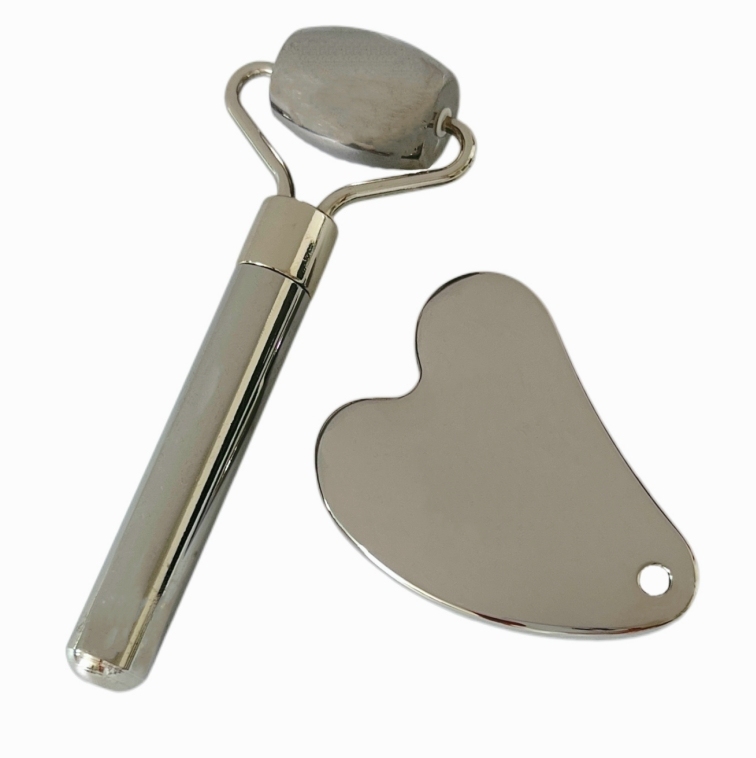 small size zinc alloy beauty set face roller scraping tools metal gua-sha