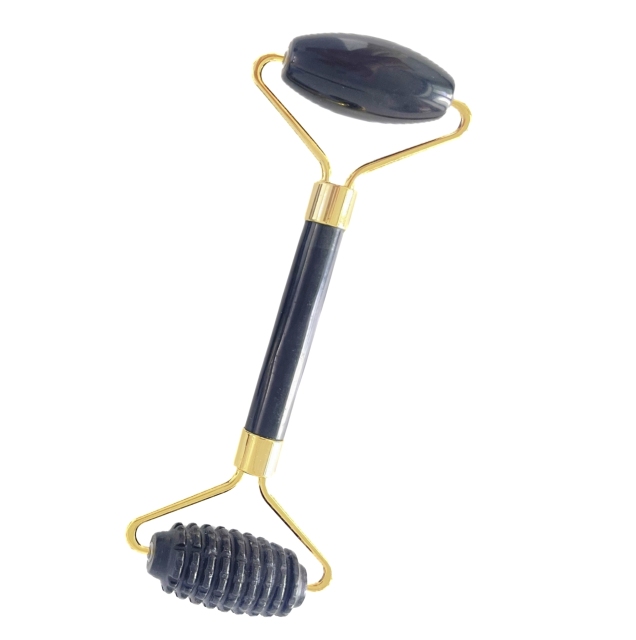 skin care  face massage stone black obsidian Threaded anti-aging jade roller