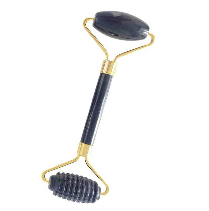 skin care  face massage stone black obsidian Threaded anti-aging jade roller