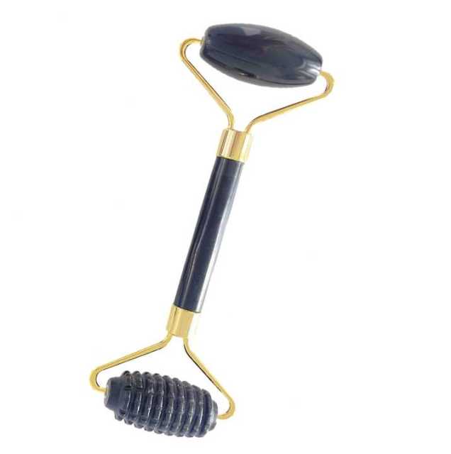 skin care  face massage stone black obsidian Threaded anti-aging jade roller