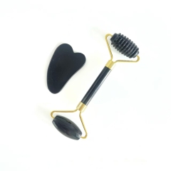 skin care  face massage stone black obsidian Threaded anti-aging jade roller