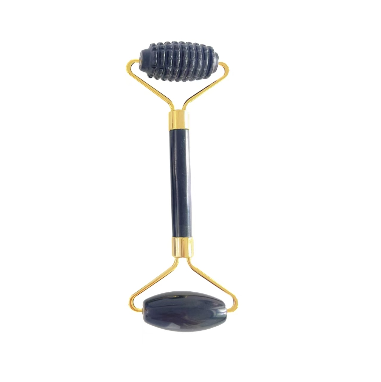 skin care  face massage stone black obsidian Threaded anti-aging jade roller