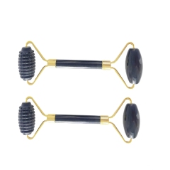 skin care  face massage stone black obsidian Threaded anti-aging jade roller