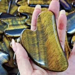 dark brown face massage products beauty tools natural gemstone tiger's eye jade gua sha