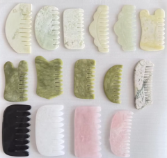 Made in China Manufacturer Natural Xiuyan Stone Spa use Products Scalp massage jade comb for head