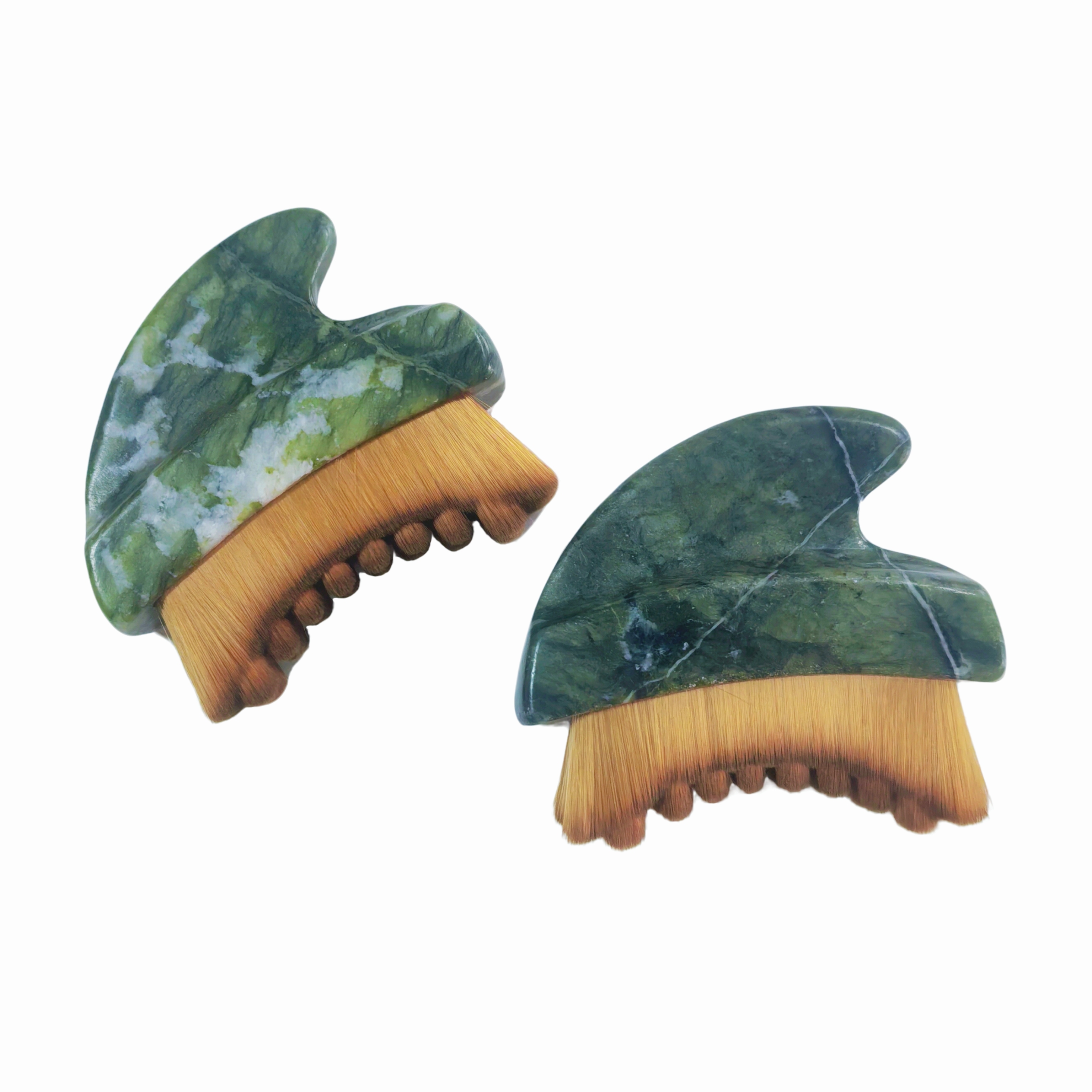 popular skin care tools green color xiuyan jade handle dry massage products lymphatic contour face brush