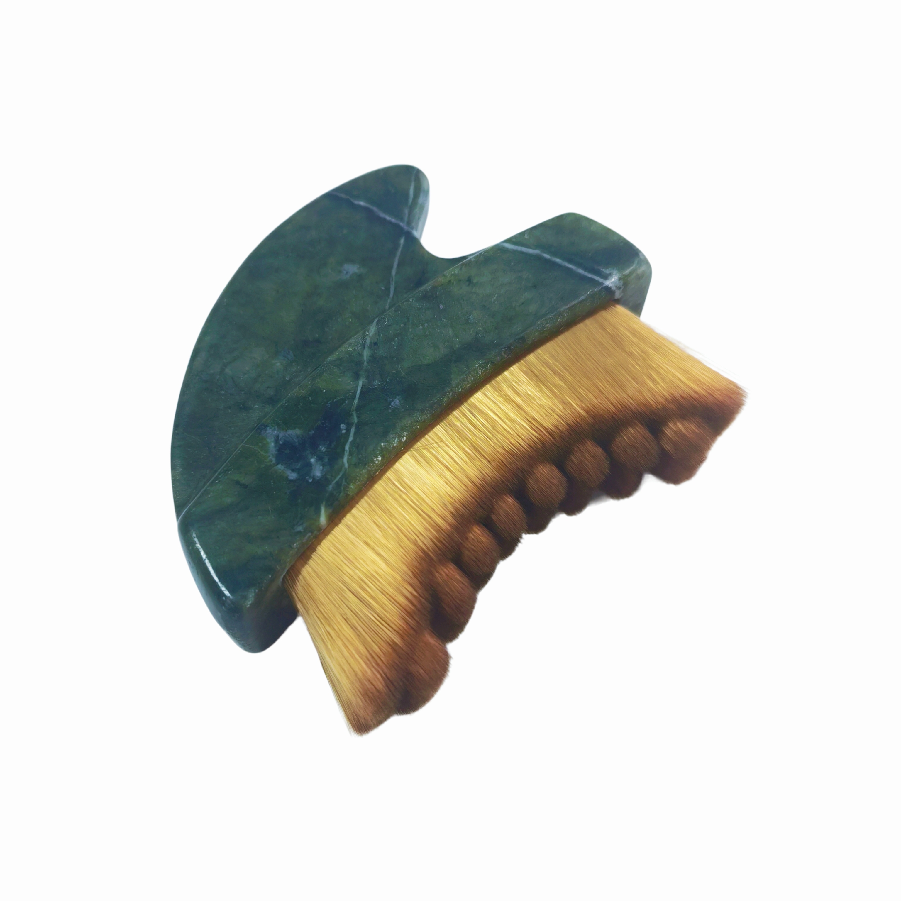 popular skin care tools green color xiuyan jade handle dry massage products lymphatic contour face brush