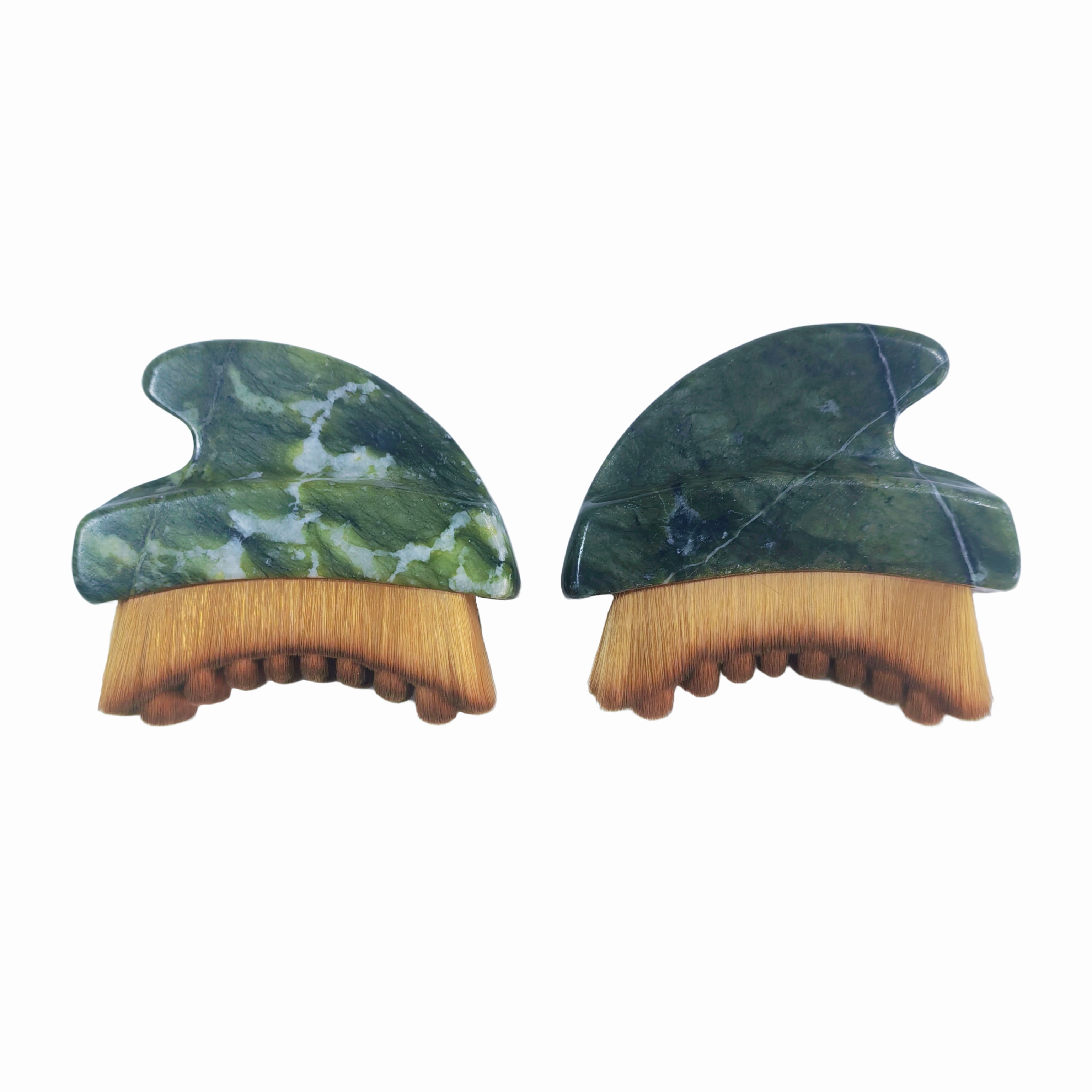 popular skin care tools green color xiuyan jade handle dry massage products lymphatic contour face brush