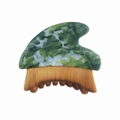 popular skin care tools green color xiuyan jade handle dry massage products lymphatic contour face brush