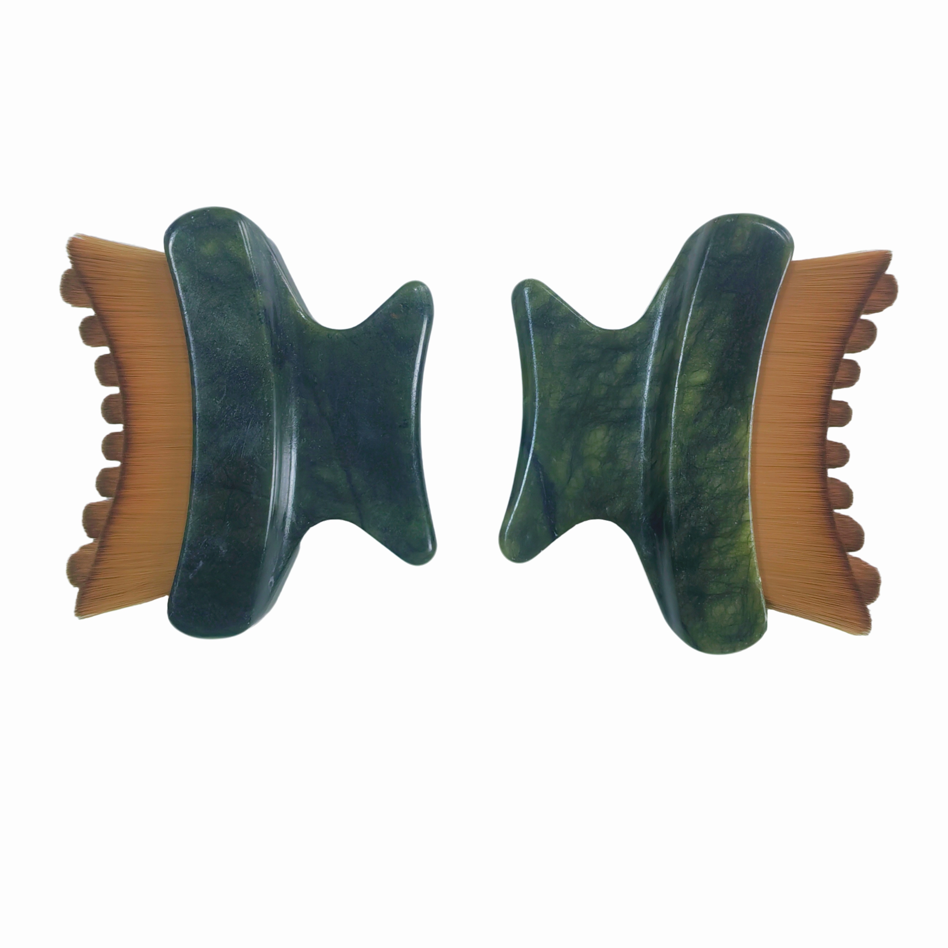 China Factory Wholesale Skin Care Beauty  Tools  Natural Xiuyan Jade Handle lymphatic contour Face Brush Massager for Jawline & Chin Sculpting
