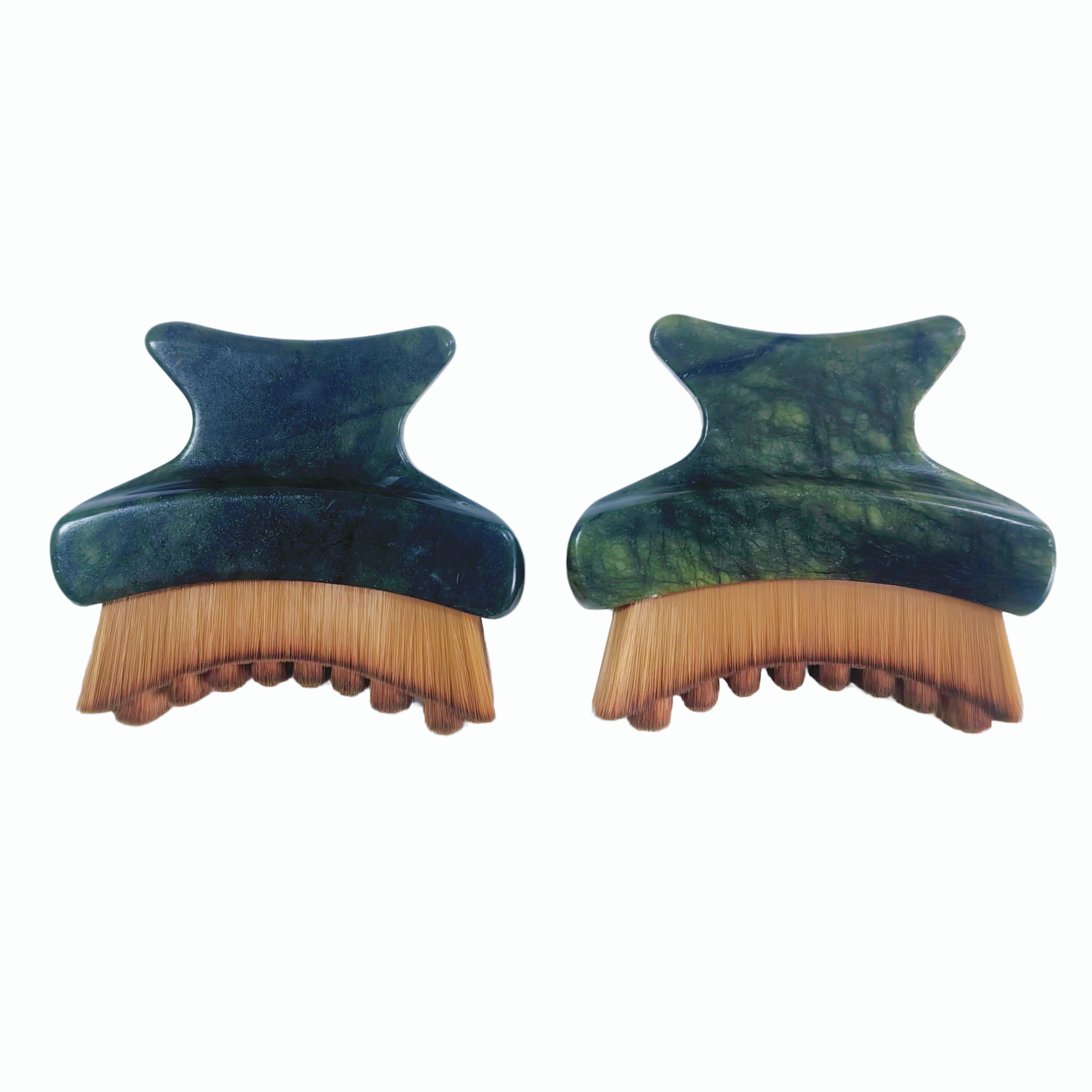 China Factory Wholesale Skin Care Beauty  Tools  Natural Xiuyan Jade Handle lymphatic contour Face Brush Massager for Jawline & Chin Sculpting
