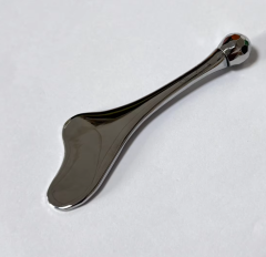 wholesale cosmetic skin care tools silver color metal gua sha massage products face cream spoon with roller massager