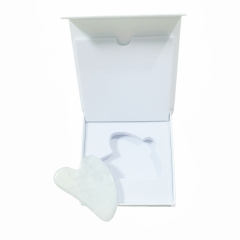 custom logo China factory wholesale natural gua sha Genuine White Jade Face Scraper in Storage Box