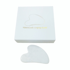 custom logo China factory wholesale natural gua sha Genuine White Jade Face Scraper in Storage Box