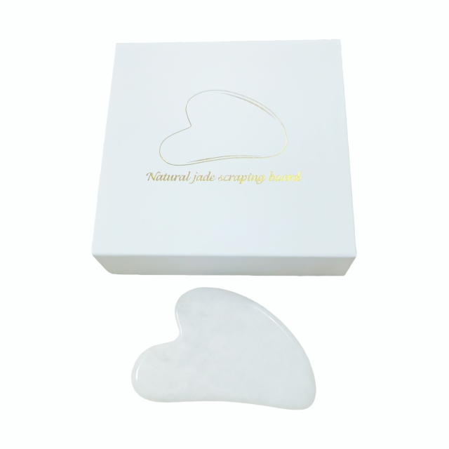 custom logo China factory wholesale natural gua sha Genuine White Jade Face Scraper in Storage Box