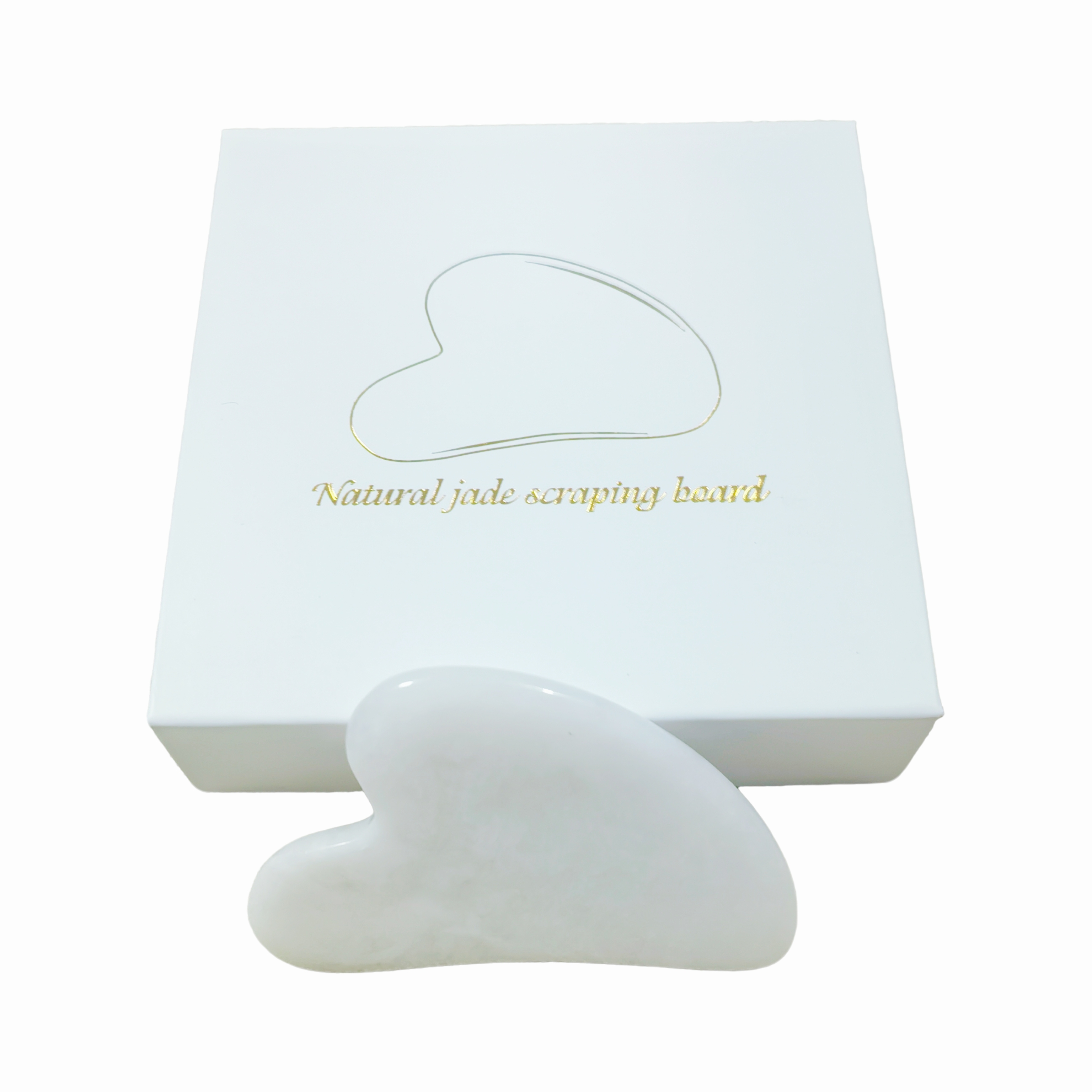 custom logo China factory wholesale natural gua sha Genuine White Jade Face Scraper in Storage Box