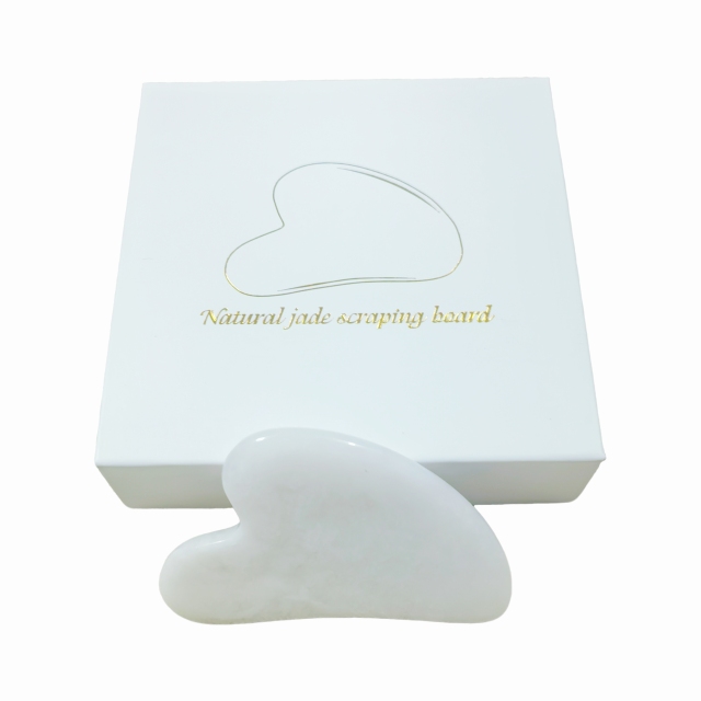 custom logo China factory wholesale natural gua sha Genuine White Jade Face Scraper in Storage Box