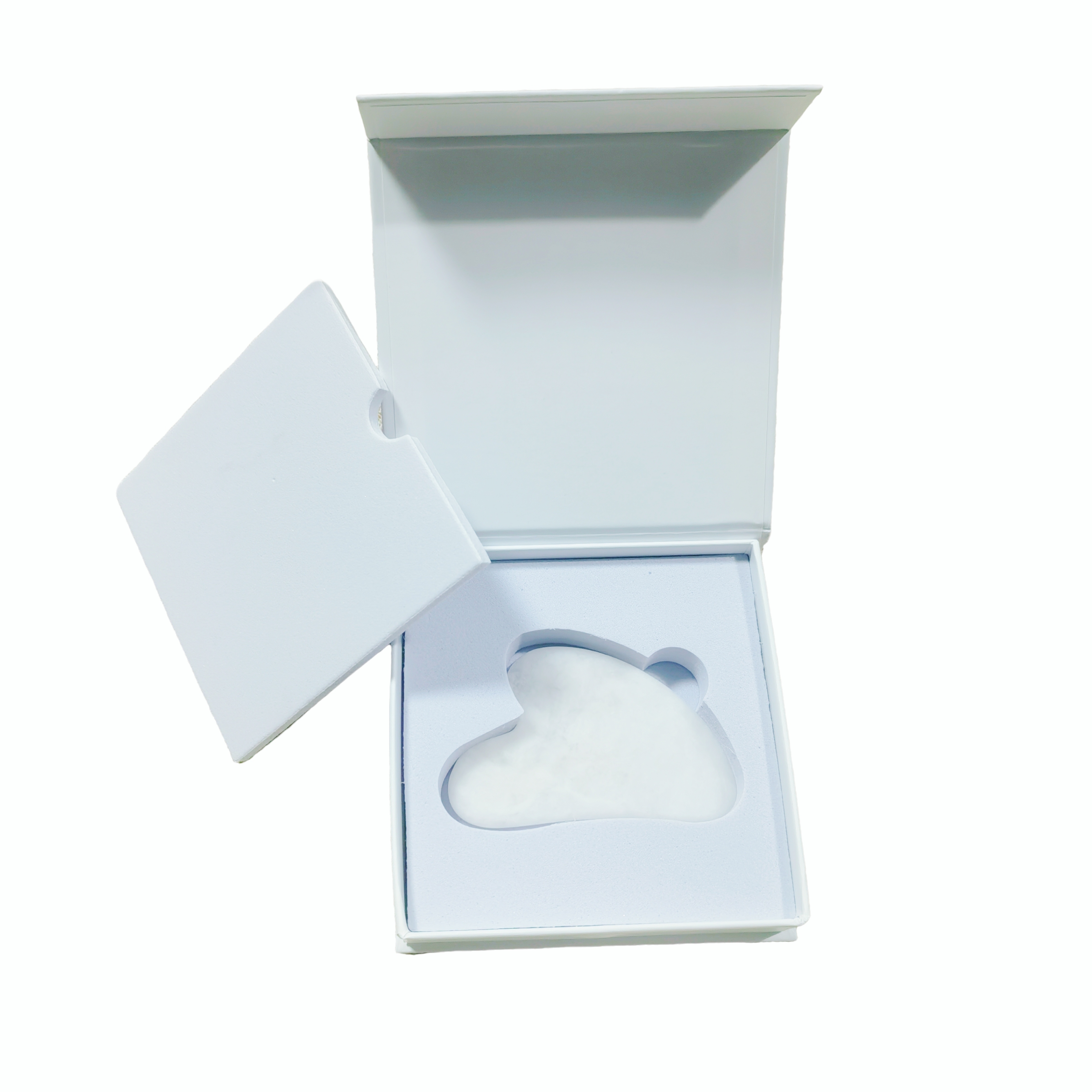 custom logo China factory wholesale natural gua sha Genuine White Jade Face Scraper in Storage Box