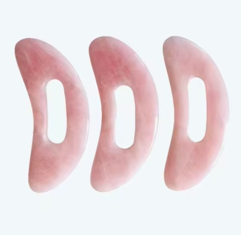 wholesale lymphatic drainage  massage products original China manufacturer big size moon shaped rose quartz gua sha body scraping board
