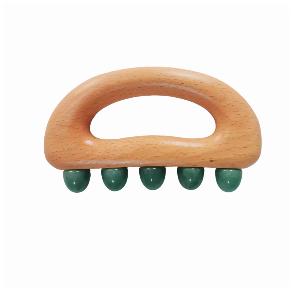 green aventurine rose quartz obsidian stone Five Jade Round-Tooth Cat Head Gua Sha Tool For Belt Vessel Shoulder & Neck Meridian Dredging Full-Body Handheld Massager