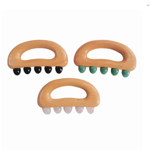 green aventurine rose quartz obsidian stone Five Jade Round-Tooth Cat Head Gua Sha Tool For Belt Vessel Shoulder & Neck Meridian Dredging Full-Body Handheld Massager