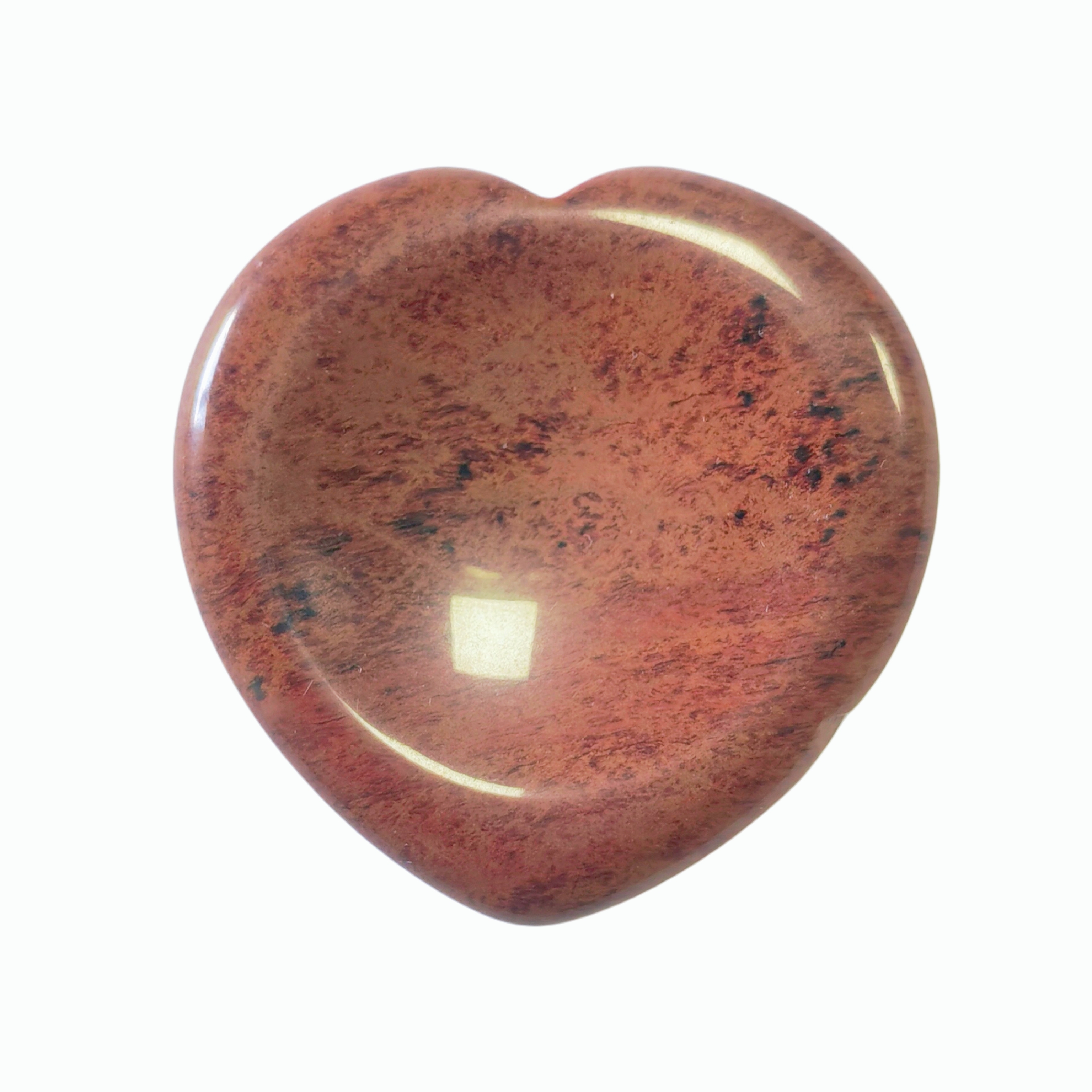 China Factory Wholesale Customizable Red Color Large Lot Mahogany Obsidian Heart Pocket Stone Natural Healing Crystal Worry Stone Heart Palm Stone