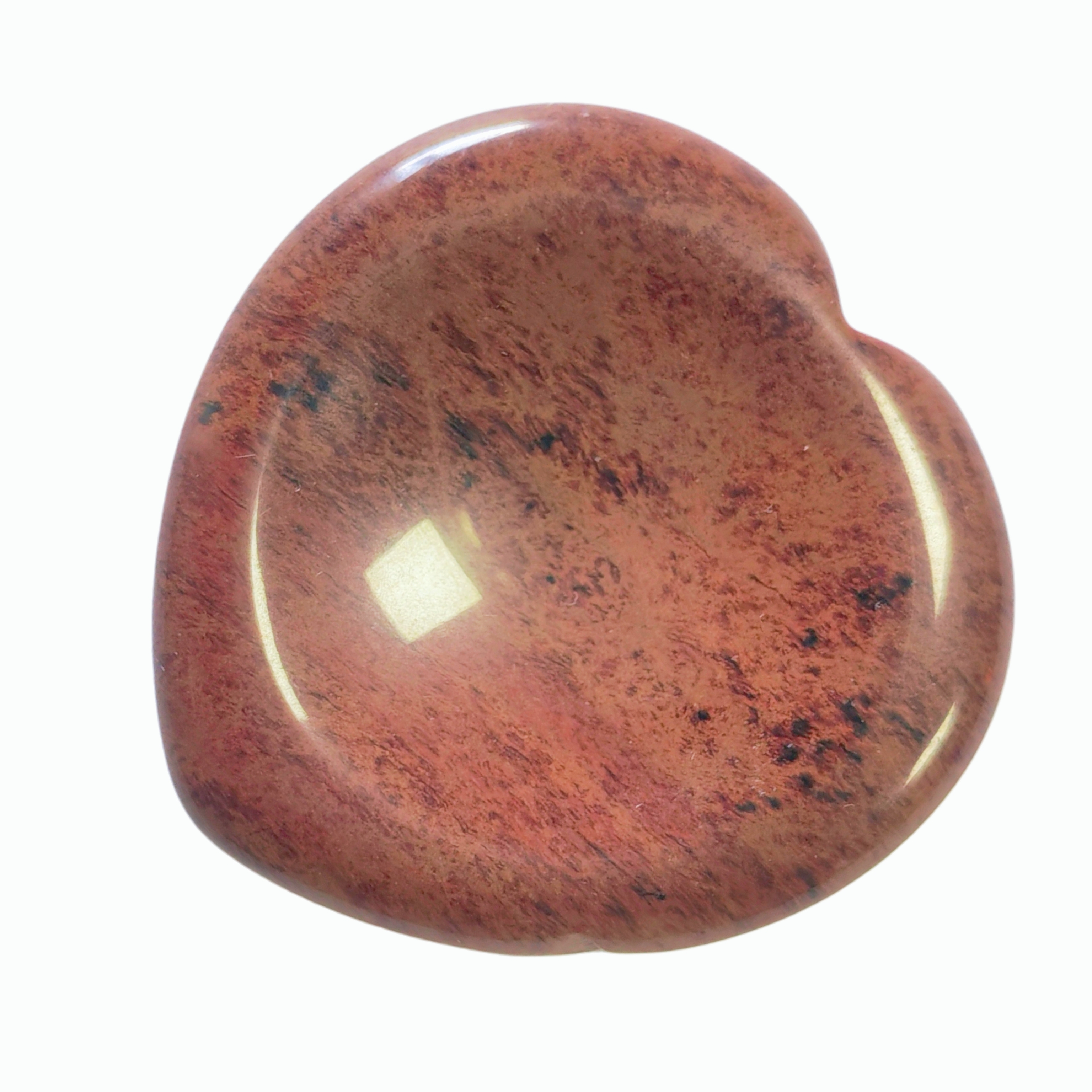 China Factory Wholesale Customizable Red Color Large Lot Mahogany Obsidian Heart Pocket Stone Natural Healing Crystal Worry Stone Heart Palm Stone