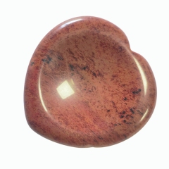 China Factory Wholesale Customizable Red Color Large Lot Mahogany Obsidian Heart Pocket Stone Natural Healing Crystal Worry Stone Heart Palm Stone