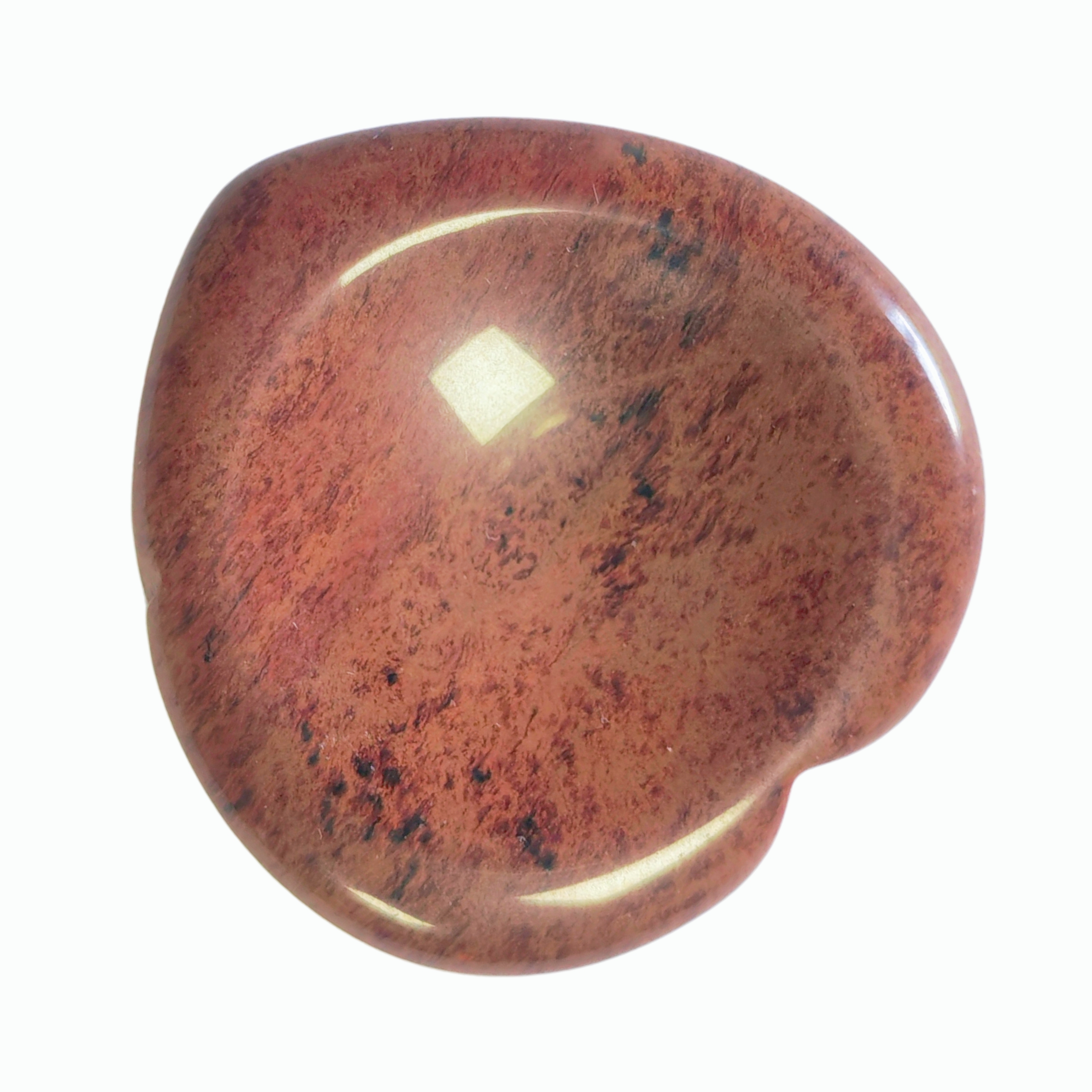 China Factory Wholesale Customizable Red Color Large Lot Mahogany Obsidian Heart Pocket Stone Natural Healing Crystal Worry Stone Heart Palm Stone