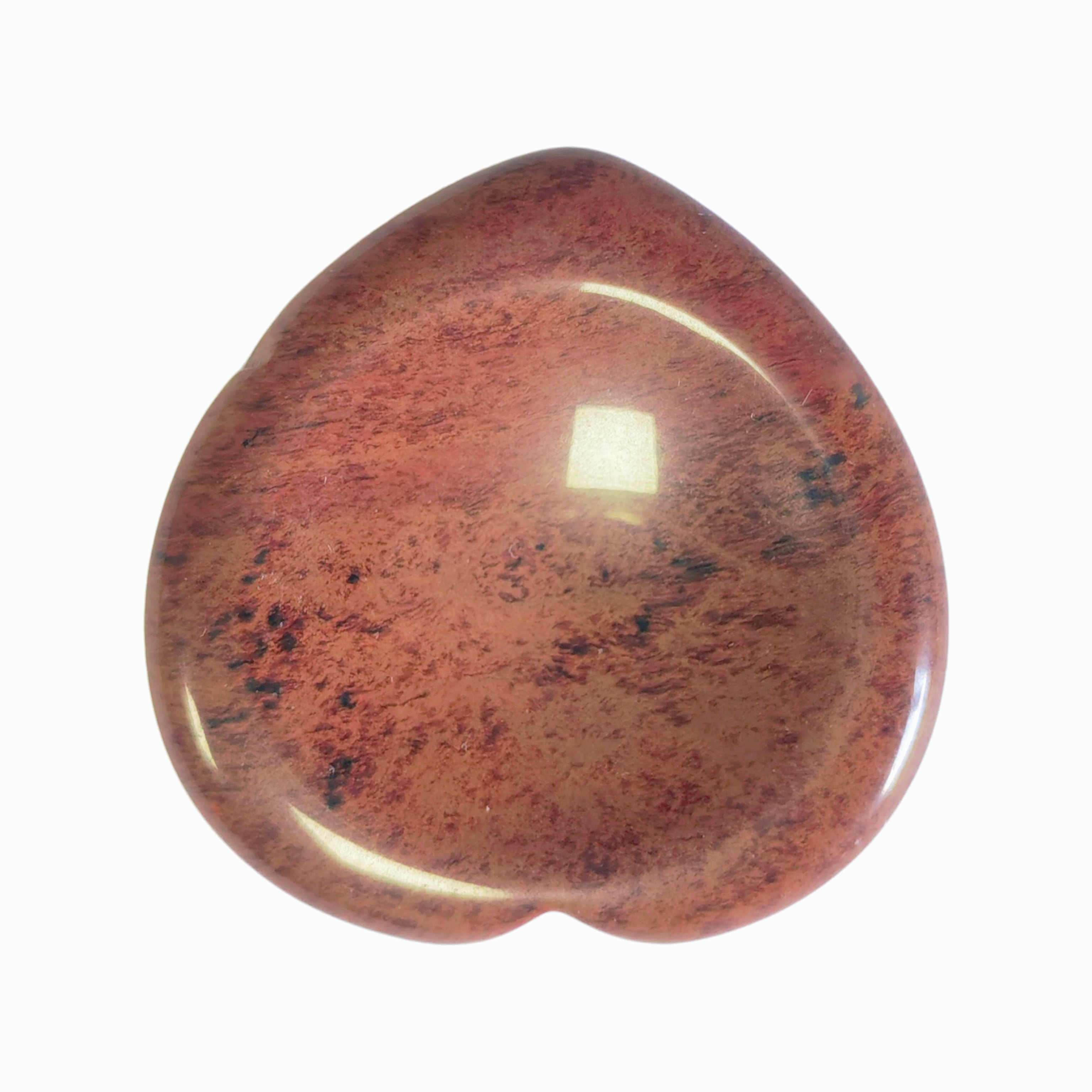 China Factory Wholesale Customizable Red Color Large Lot Mahogany Obsidian Heart Pocket Stone Natural Healing Crystal Worry Stone Heart Palm Stone