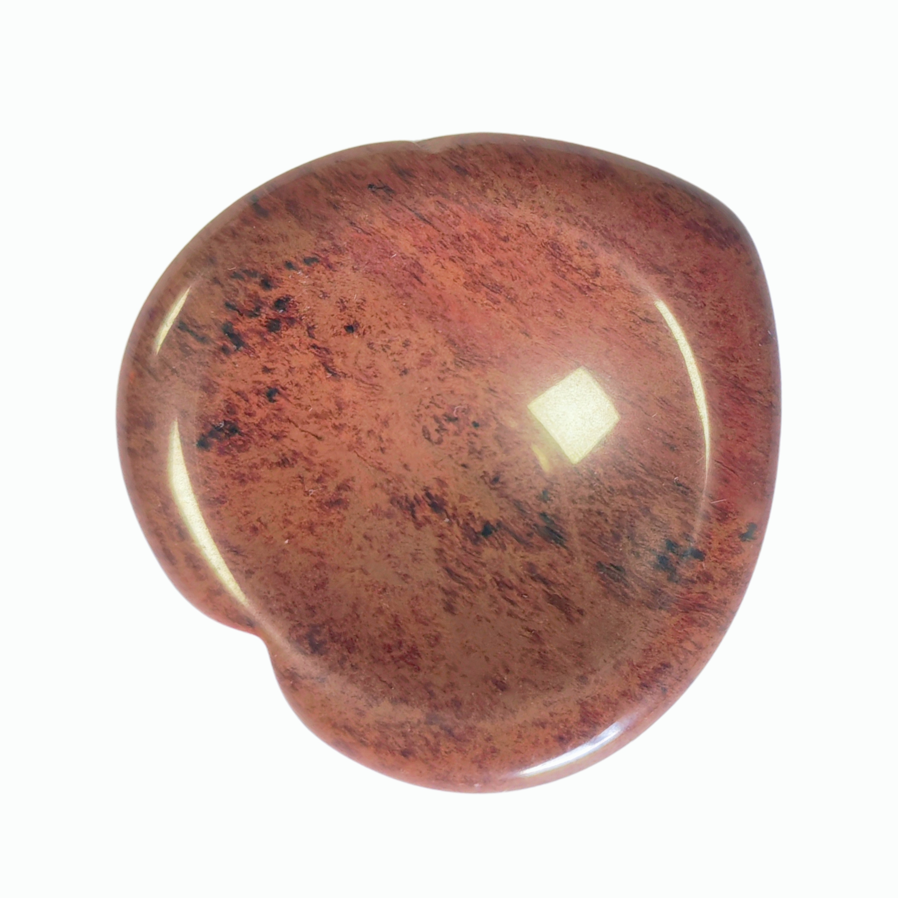 China Factory Wholesale Customizable Red Color Large Lot Mahogany Obsidian Heart Pocket Stone Natural Healing Crystal Worry Stone Heart Palm Stone