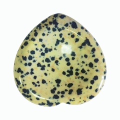 Custom Carving Support China Factory Bulk Dalmatian Jasper Heart Shape Palm Stone Polished Stress‑Relief Gemstone Pocket Calming Worry Stone