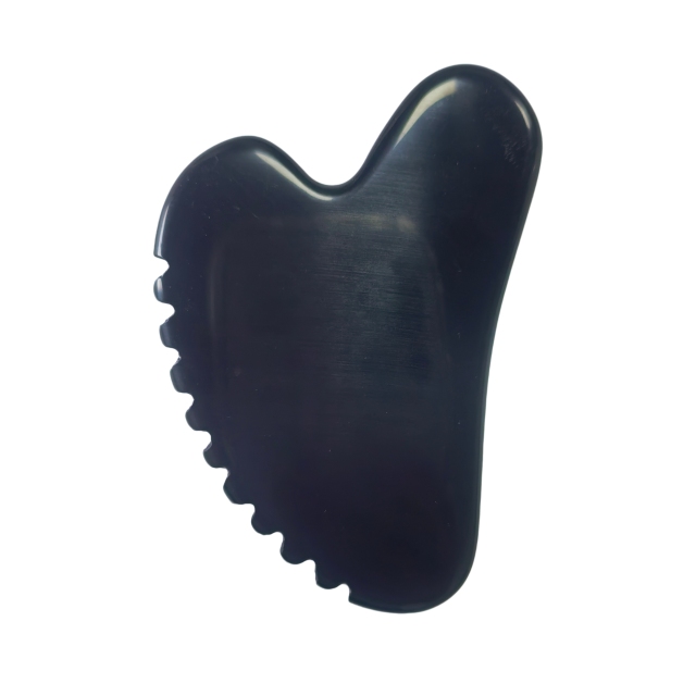 Heart Shaped Jagged Edge Natural Black Obsidian Sawtooth Gua Sha Board Facial Lymphatic Drainage Massage Tool