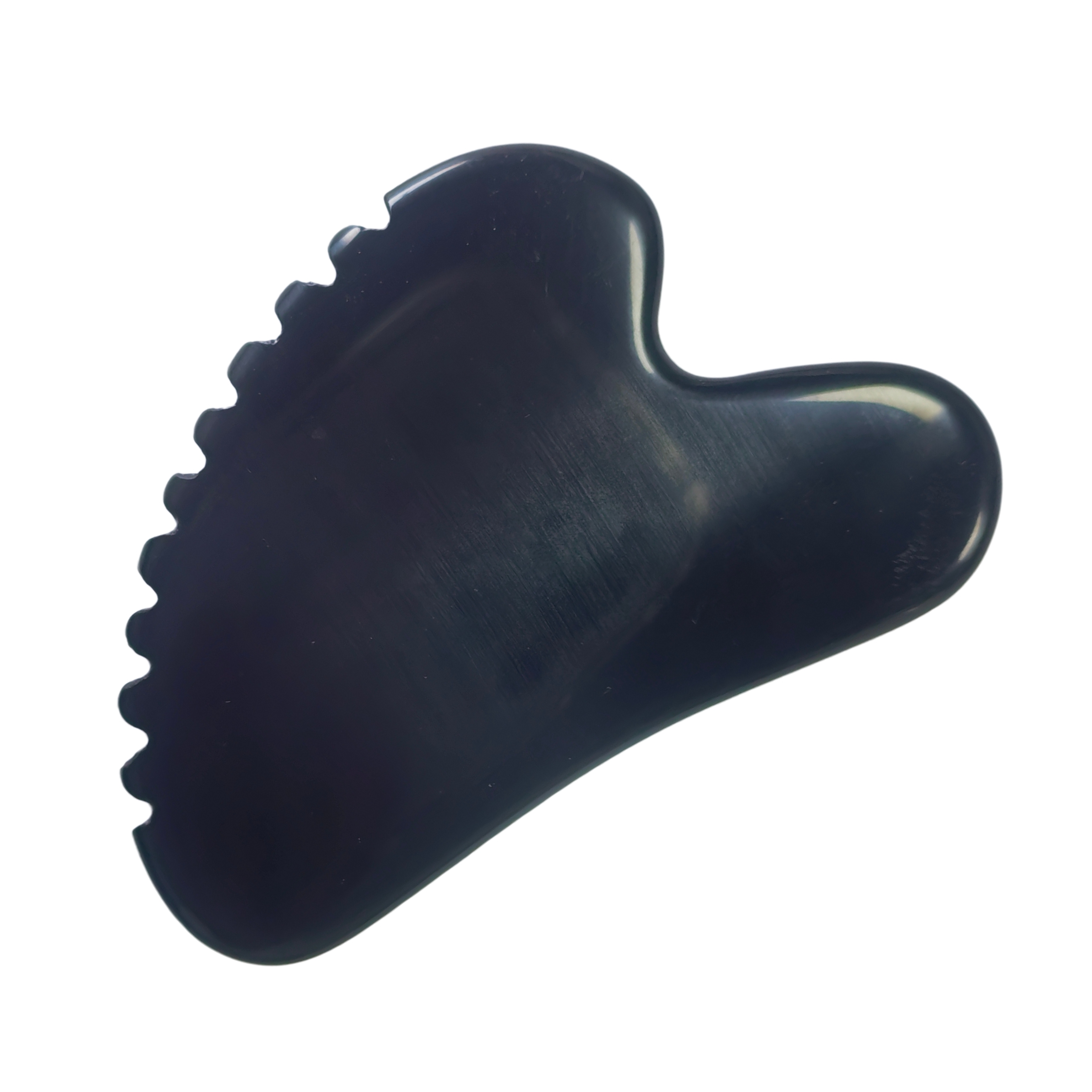 Heart Shaped Jagged Edge Natural Black Obsidian Sawtooth Gua Sha Board Facial Lymphatic Drainage Massage Tool