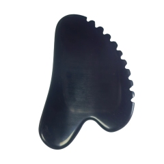 Heart Shaped Jagged Edge Natural Black Obsidian Sawtooth Gua Sha Board Facial Lymphatic Drainage Massage Tool