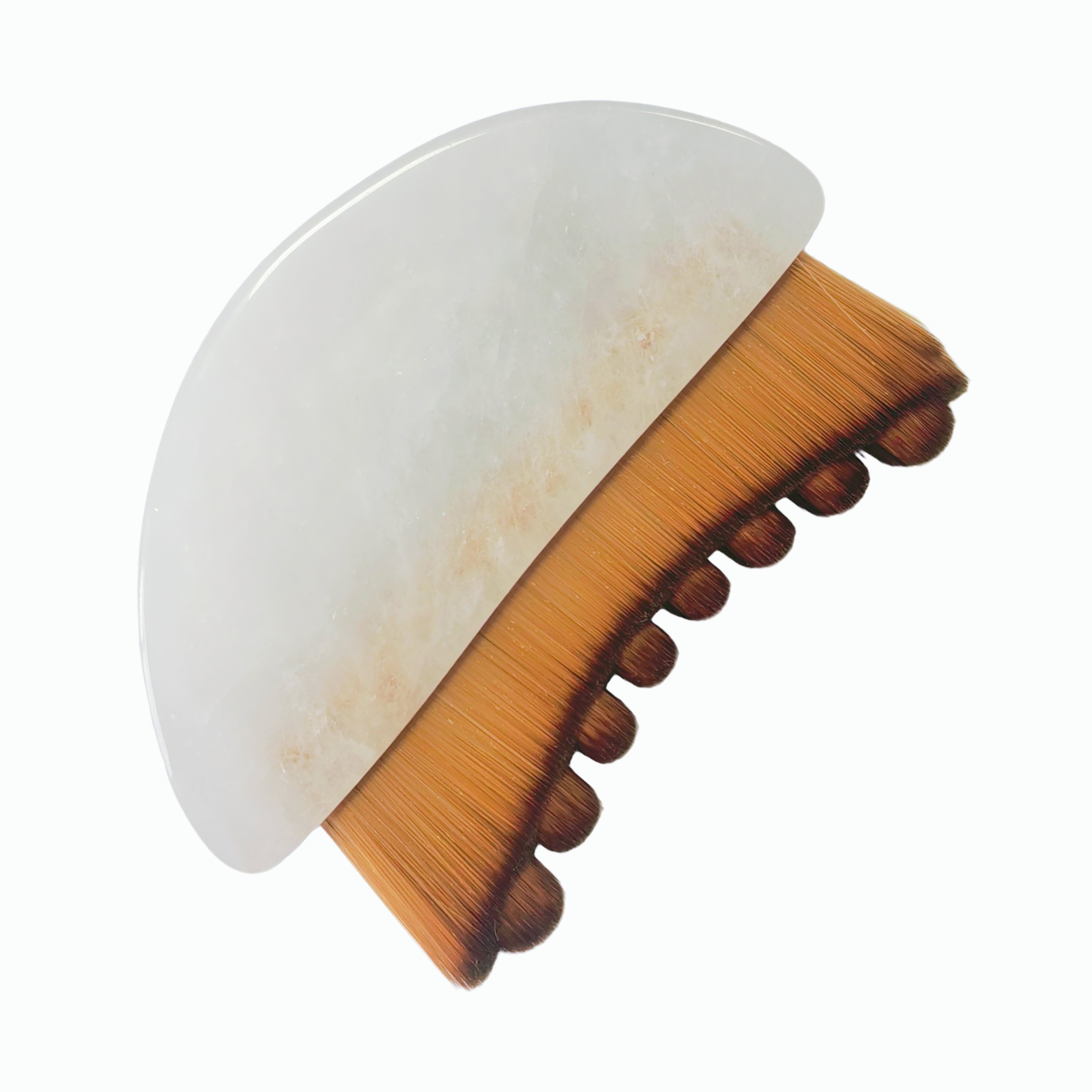 Custom Logo Factory Wholesale Natural White Crystal Handle Facial Lymphatic Massage Brush V Face Lifting Contour Gua Sha Brush Skin Tightening Cleansing Brush
