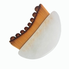Custom Logo Factory Wholesale Natural White Crystal Handle Facial Lymphatic Massage Brush V Face Lifting Contour Gua Sha Brush Skin Tightening Cleansing Brush
